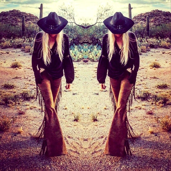 SHORT LENGTH High Waisted Fringe Bellbottoms in GOLDEN BROWN TIE DYE XS S M L XL - Picture 8 of 11